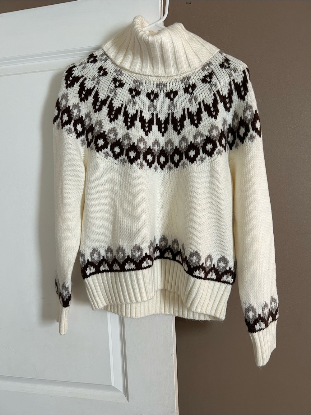 Cream Fair Isle Turtleneck Sweater - Women